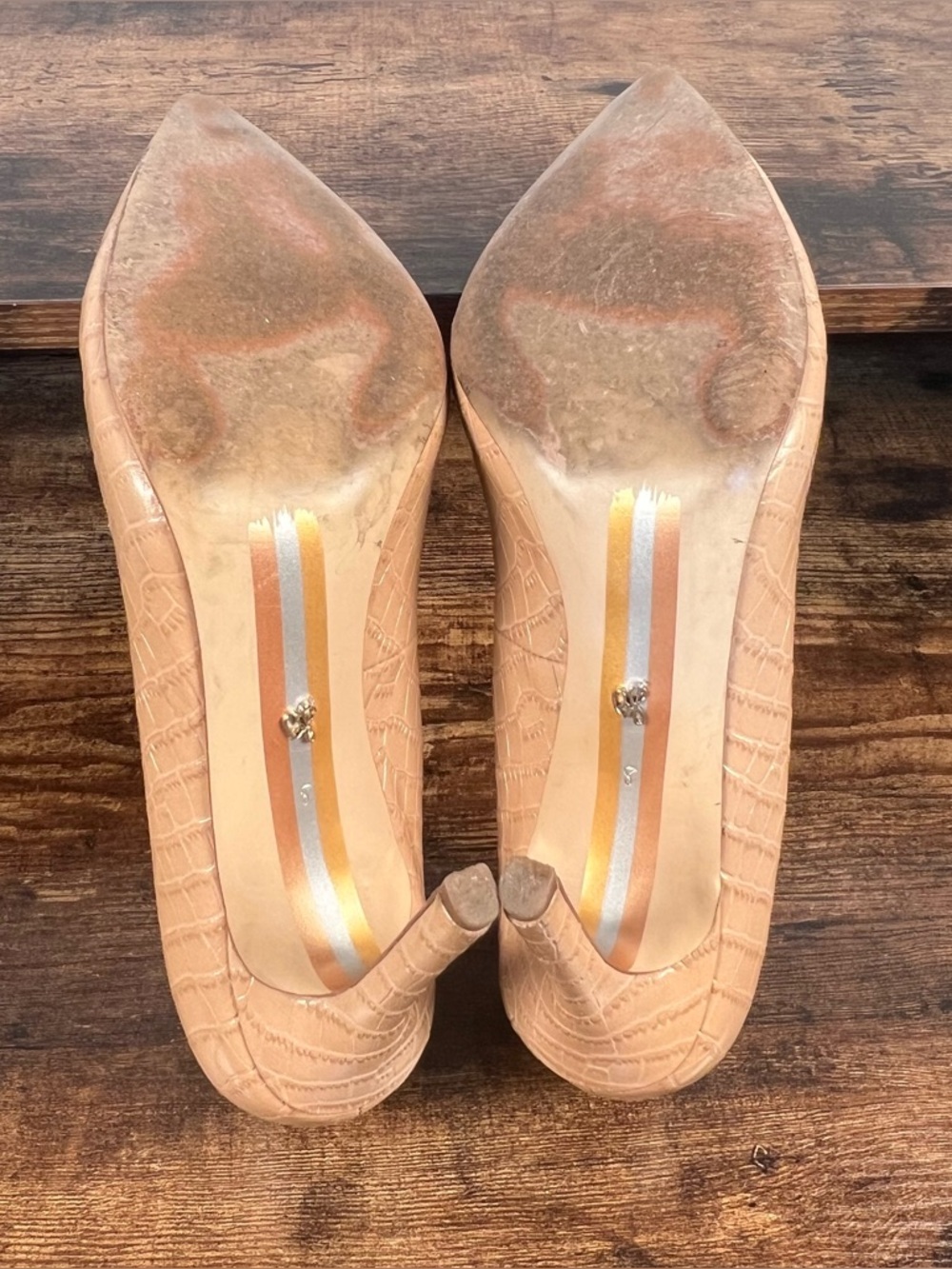 Sam Edelman Heels Nude Croc Pumps Stiletto Point Toe Business Women's 8 - Picture 11 of 12